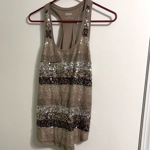 Express Sequin Razor Back Tank Top